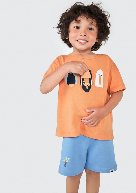 Foto do produto: Camiseta Infantil Menino Toddler Com Estampa Interativa - Laranja