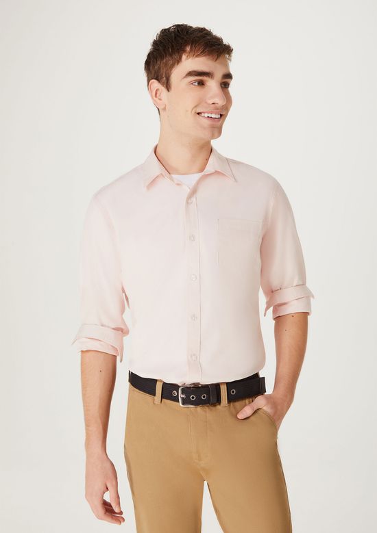 Foto do produto: Camisa Básica Masculina Manga Longa Slim - Rosa