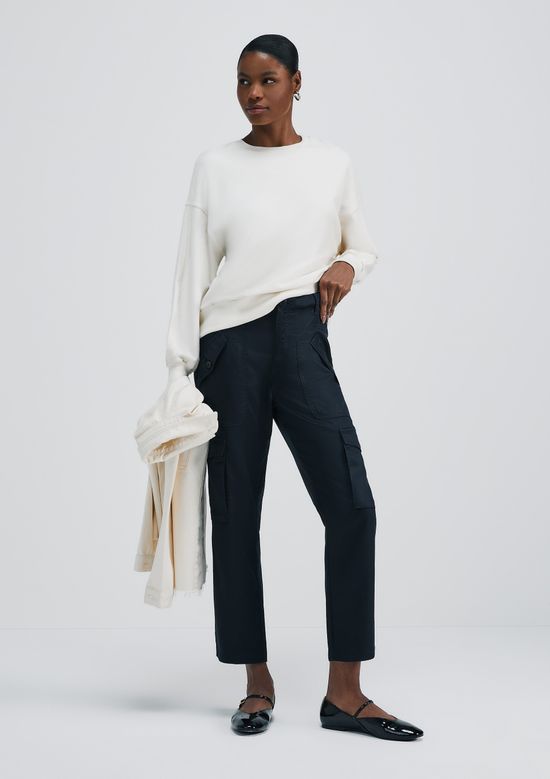 Foto do produto: Calça Feminina Cargo Cintura Alta Em Sarja - Preto