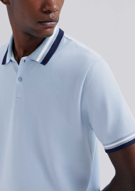 Foto do produto: Camisa Polo Masculina Manga Curta Com Retilínea - Azul