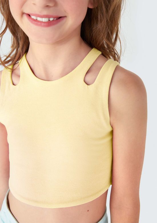 Foto do produto: Regata Cropped Infantil Menina Em Ribana - Amarelo