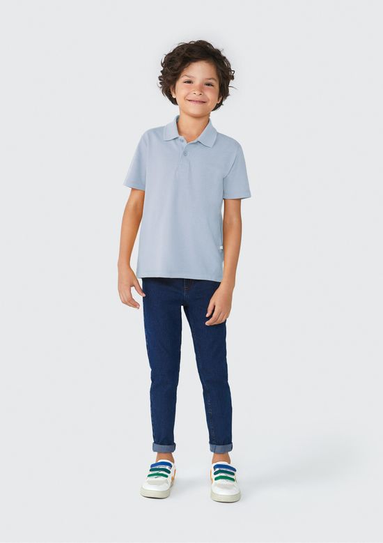 Foto do produto: Camisa Básica Polo Infantil Menino Manga Curta Em Piquet - Azul