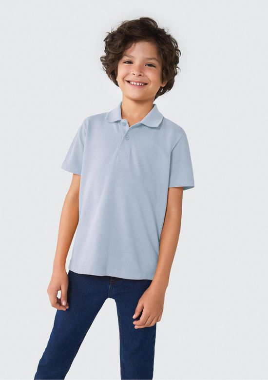 Foto do produto: Camisa Básica Polo Infantil Menino Manga Curta Em Piquet - Azul