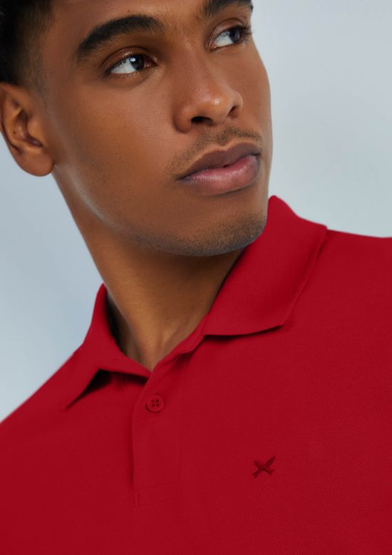 Foto do produto: Camisa Polo Masculina Manga Longa Em Piquet - Vermelho