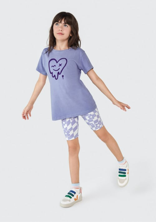 Foto do produto: Blusa Infantil Menina Alongada Com Estampa - Roxo