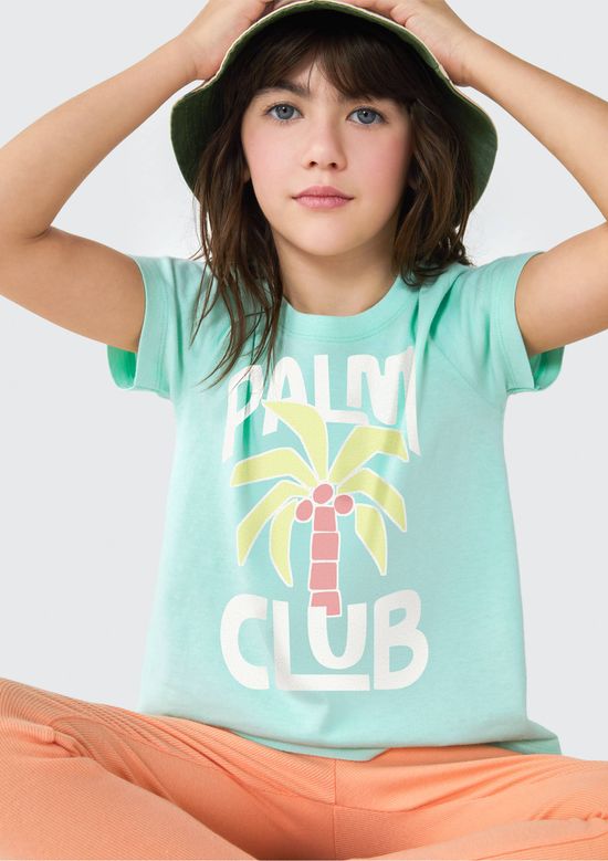 Foto do produto: Blusa Infantil Menina Manga Curta Com Estampa - Verde