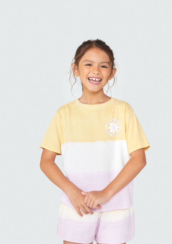 Foto do produto: Blusa Infantil Menina Manga Curta Dip Dye - Amarelo