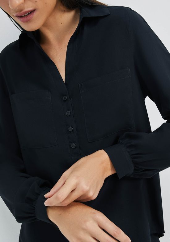 Foto do produto: Camisa Básica Feminina Manga Longa Em Viscose - Preto