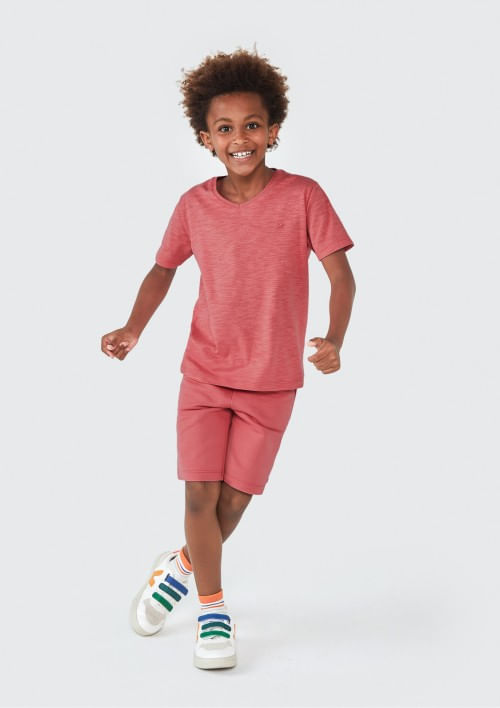 Foto do produto: Bermuda Básica Infantil Menino Em Moletom - Vermelho