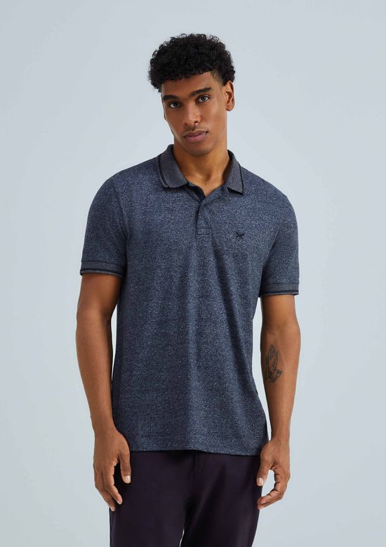 Foto do produto: Camisa Polo Básica Masculina Em Malha Texturizada - Preto