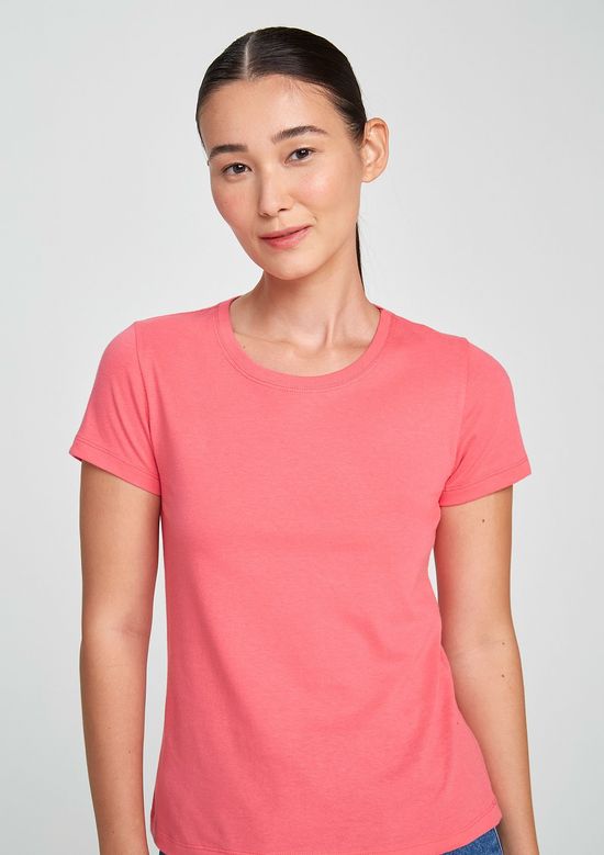 Foto do produto: Blusa Básica Feminina Manga Curta Slim - Rosa