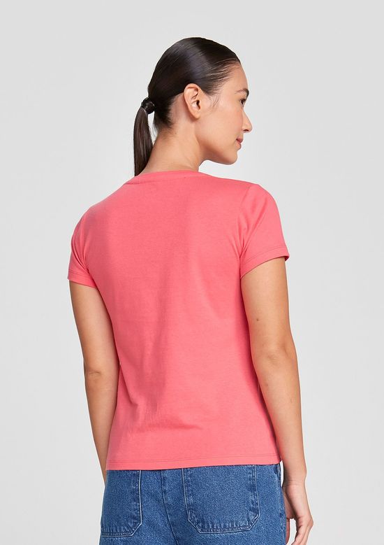 Foto do produto: Blusa Básica Feminina Manga Curta Slim - Rosa