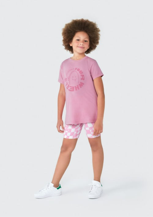 Foto do produto: Blusa Infantil Menina Alongada Com Estampa - Rosa