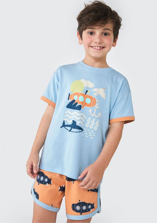 Foto do produto: Pijama Curto Infantil Menino Estampado - Azul