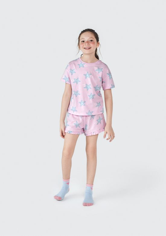 Foto do produto: Pijama Curto Infantil Menina + Scrunchie - Rosa