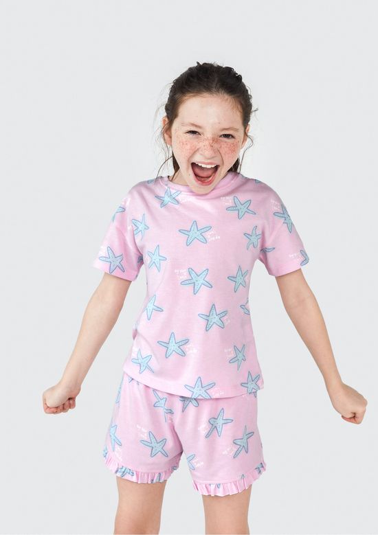 Foto do produto: Pijama Curto Infantil Menina + Scrunchie - Rosa