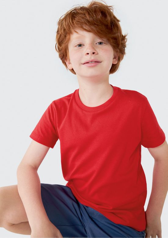 Foto do produto: Camiseta Básica Infantil Menino Manga Curta Slim - Vermelho