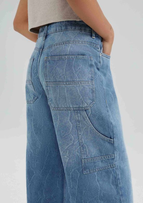 Foto do produto: Calça Jeans Feminina Wide Leg Cintura Média - Azul