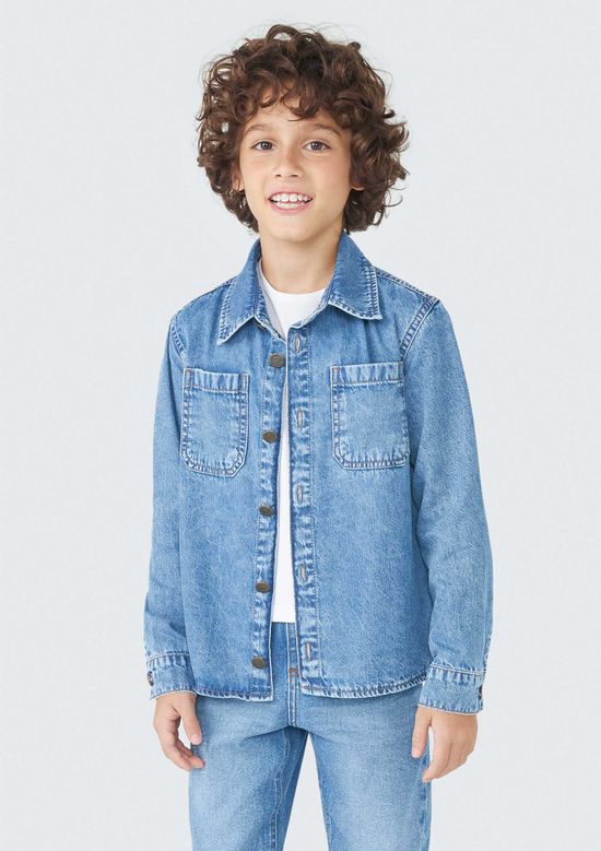 Foto do produto: Camisa Jeans Infantil Menino Comfort - Azul