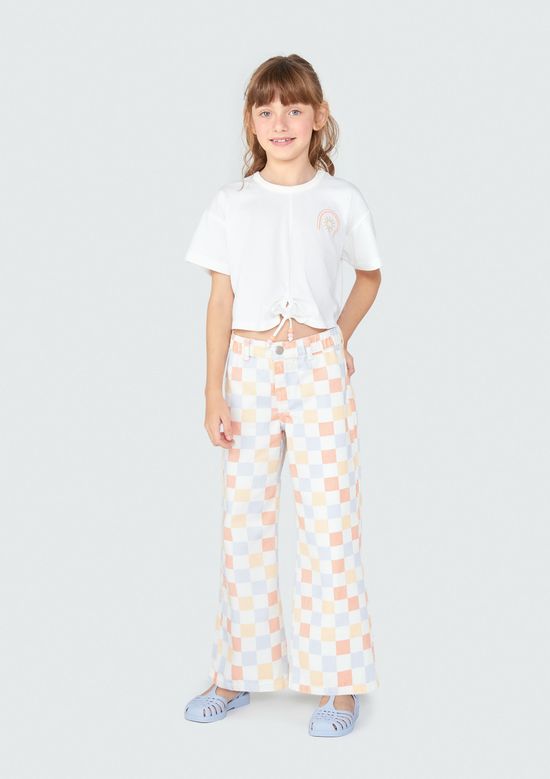 Foto do produto: Calça Infantil Menina Wide Leg Em Sarja - Off white