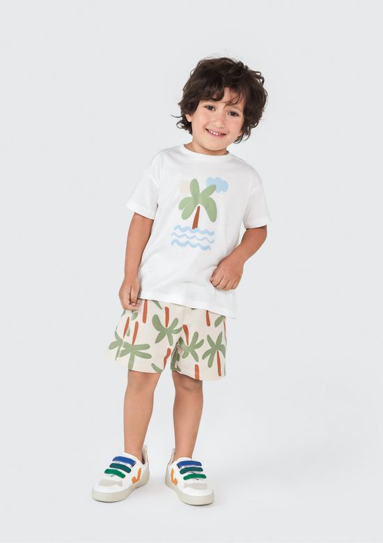 Foto do produto: Conjunto Curto Infantil Menino Toddler Em Moletom - Off white