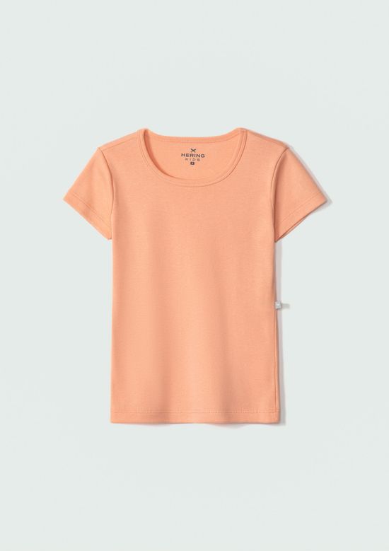 Foto do produto: Blusa Básica Infantil Menina Manga Curta Slim Em Ribana  - Laranja