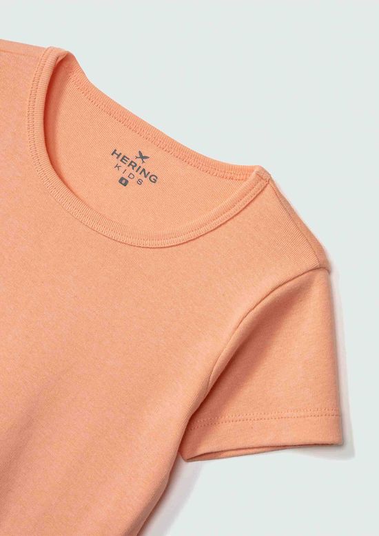 Foto do produto: Blusa Básica Infantil Menina Manga Curta Slim Em Ribana  - Laranja