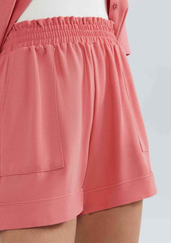 Foto do produto: Shorts Feminino Cintura Alta Com Linho - Rosa