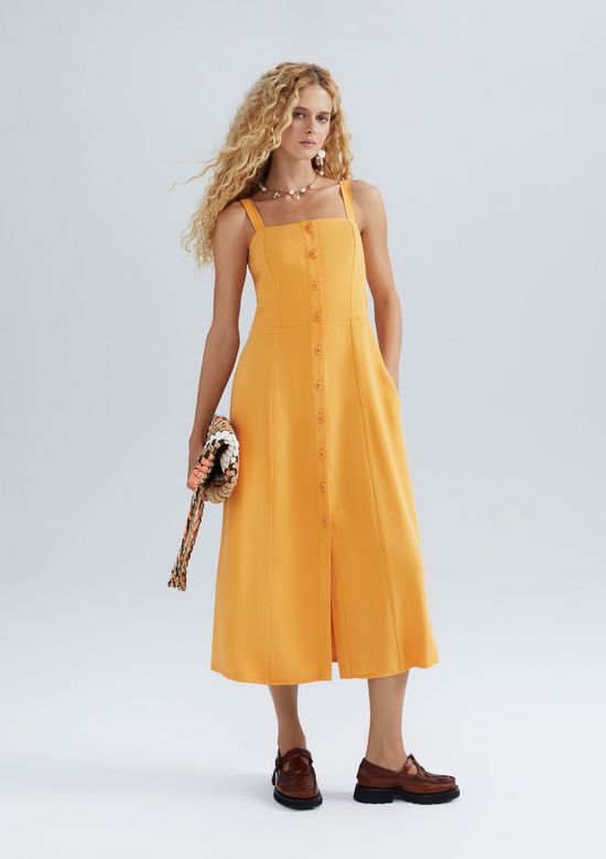 Foto do produto: Vestido Midi Com Botões Em Peach Touch - Laranja