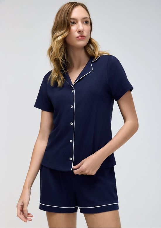 Foto do produto: Pijama Curto Feminino Com Botões - Azul