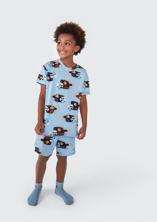 Foto do produto: Pijama Curto Infantil Menino Que Brilha no Escuro - Azul