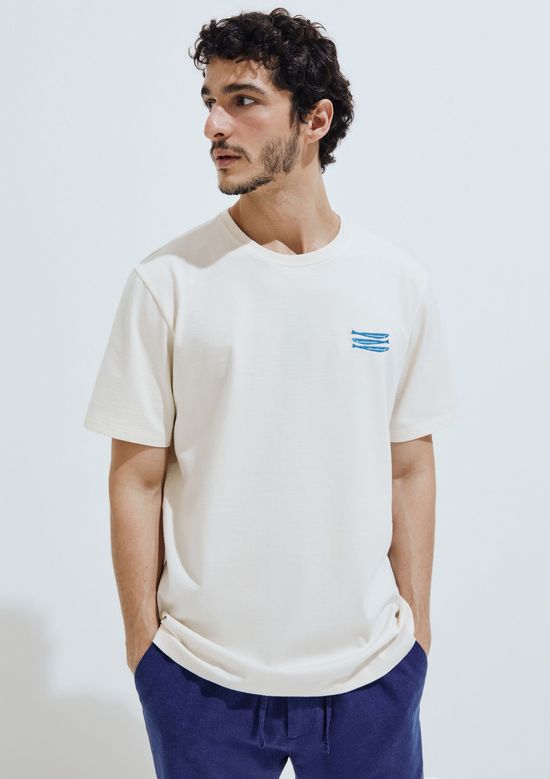 Foto do produto: Camiseta Masculina Comfort Com Bordado - Off white