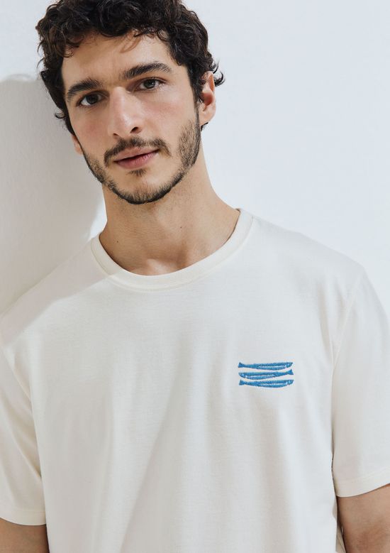 Foto do produto: Camiseta Masculina Comfort Com Bordado - Off white