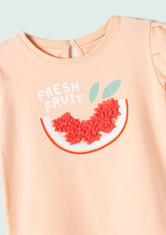 Foto do produto: Blusa Infantil Menina Toddler Estampada Com Babados - Laranja