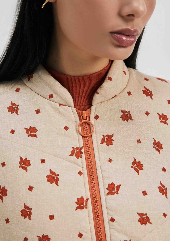 Foto do produto: Jaqueta Feminina Puffer Estampada Em Nylon - Bege