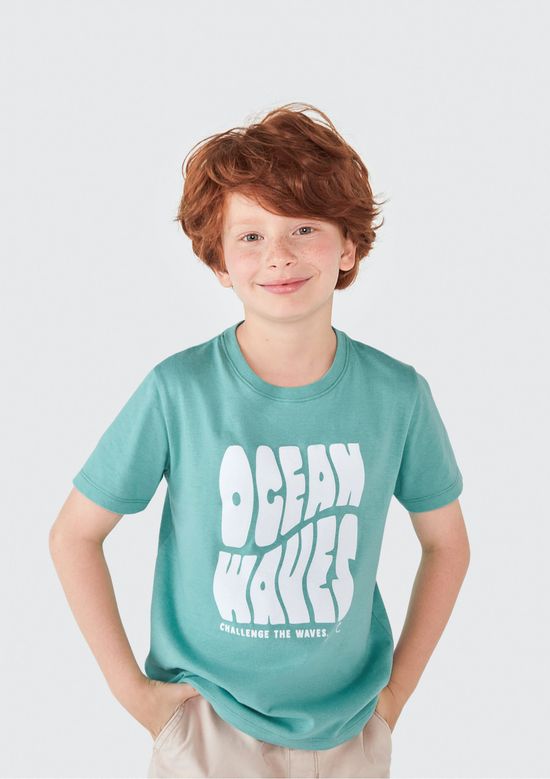 Foto do produto: Camiseta Infantil Menino Manga Curta Com Estampa - Verde