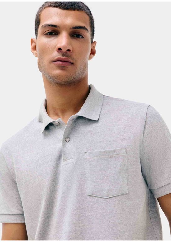 Foto do produto: Camisa Polo Básica Masculina Em Piquet Com Bolso - Cinza