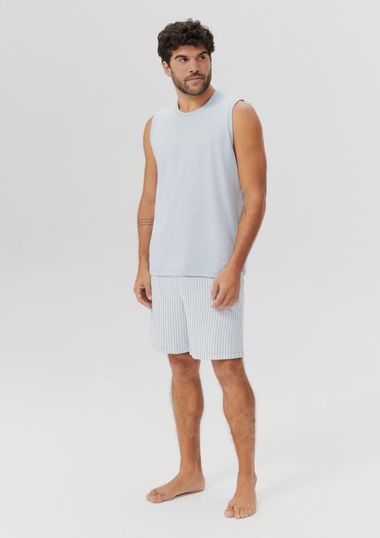 Foto do produto: Pijama Curto Masculino Com Regata - Azul