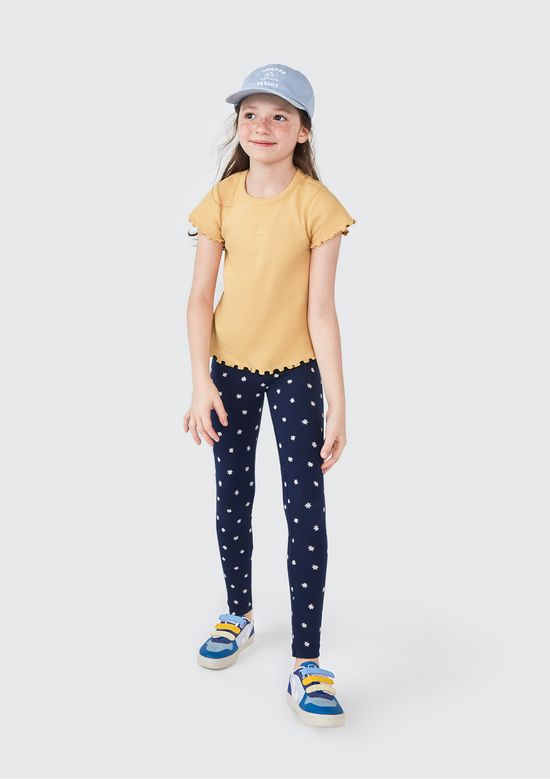 Foto do produto: Blusa Manga Curta Infantil Menina Em Ribana - Amarelo