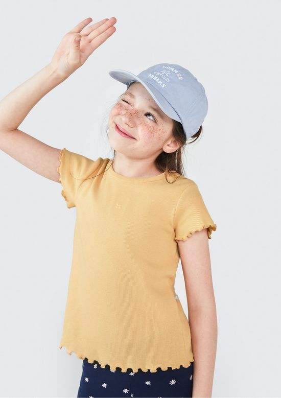 Foto do produto: Blusa Manga Curta Infantil Menina Em Ribana - Amarelo