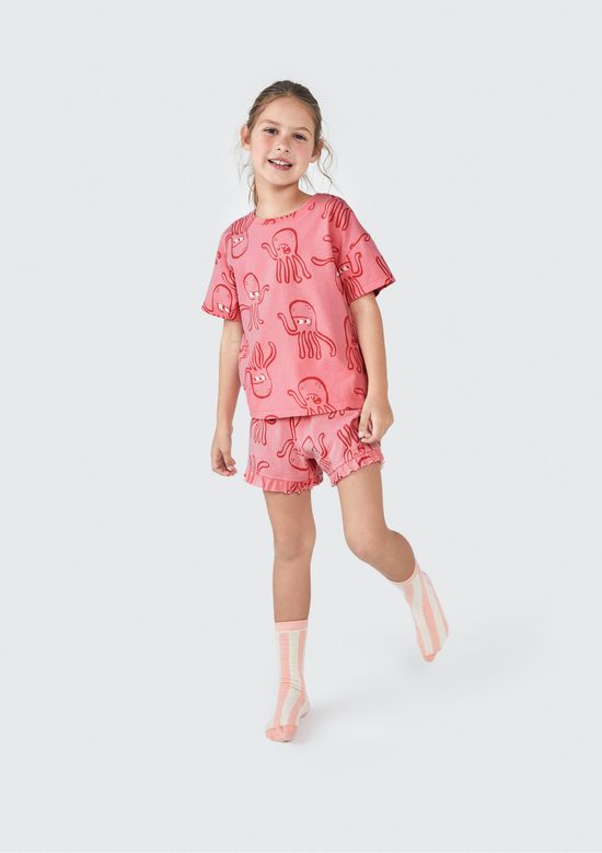 Foto do produto: Pijama Curto Infantil Menina + Scrunchie - Rosa