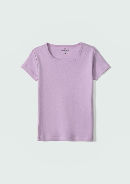 Foto do produto: Blusa Básica Infantil Menina Manga Curta Slim Em Ribana  - Roxo
