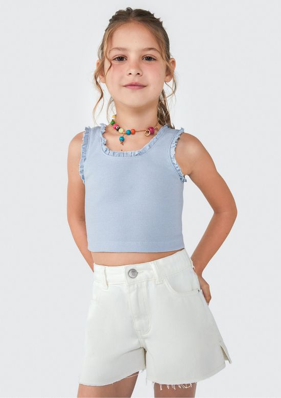 Foto do produto: Shorts Infantil Menina Em Sarja - Branco