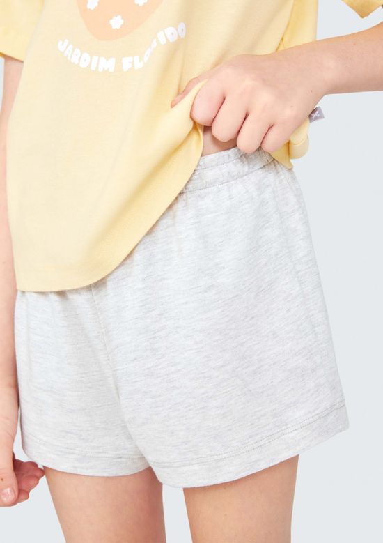 Foto do produto: Pijama Infantil Menina Curto Com Estampa - Amarelo