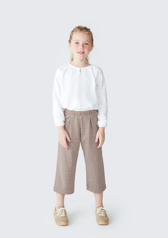 Foto do produto: Calça Infantil Menina Pantacourt Xadrez - Marrom