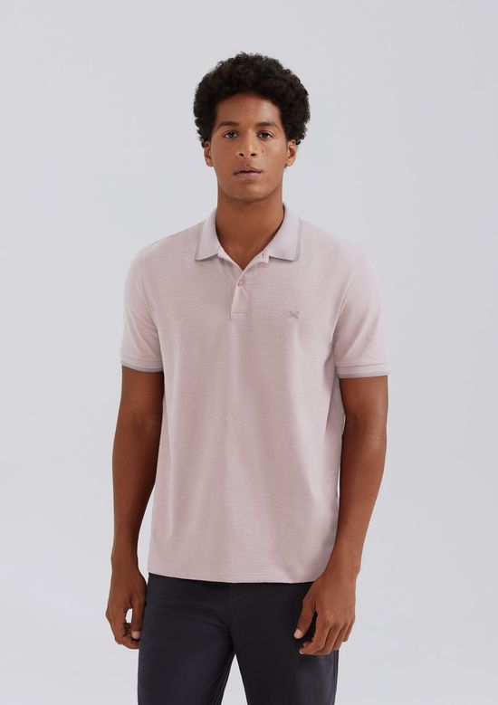 Foto do produto: Camisa Polo Básica Masculina Em Malha Texturizada - Rosa