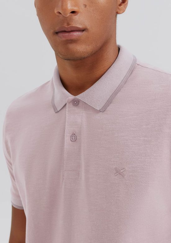 Foto do produto: Camisa Polo Básica Masculina Em Malha Texturizada - Rosa