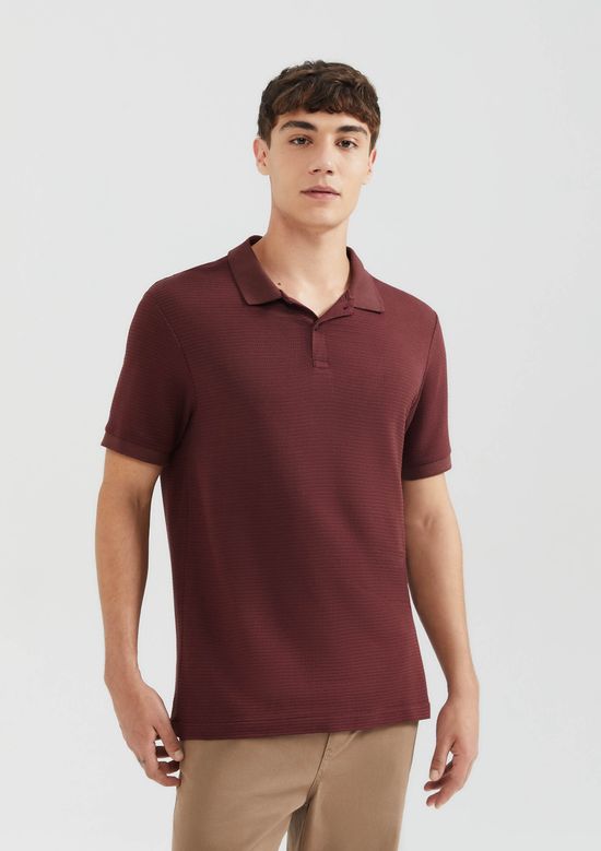 Foto do produto: Camisa Polo Masculina Listrada Manga Curta - Vinho