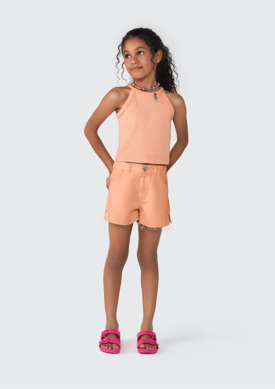 Foto do produto: Shorts Infantil Menina Em Sarja - Laranja