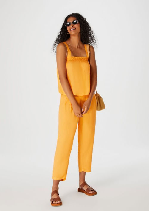 Foto do produto: Calça Feminina Carrot Cintura Alta Em Viscose  - Laranja